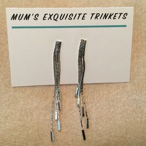 Silver Fancy Multi-Strand Post Dangle Earrings